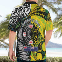New Zealand and Cook Islands Together Hawaiian Shirt Tatau Art Tribal Pattern-Maori Tattoo with Fern and Paua Shell