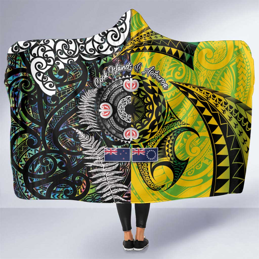 New Zealand and Cook Islands Together Hooded Blanket Tatau Art Tribal Pattern-Maori Tattoo with Fern and Paua Shell