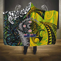 New Zealand and Cook Islands Together Hooded Blanket Tatau Art Tribal Pattern-Maori Tattoo with Fern and Paua Shell