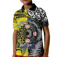 New Zealand and Cook Islands Together Kid Polo Shirt Tatau Art Tribal Pattern-Maori Tattoo with Fern and Paua Shell