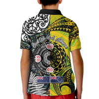 New Zealand and Cook Islands Together Kid Polo Shirt Tatau Art Tribal Pattern-Maori Tattoo with Fern and Paua Shell