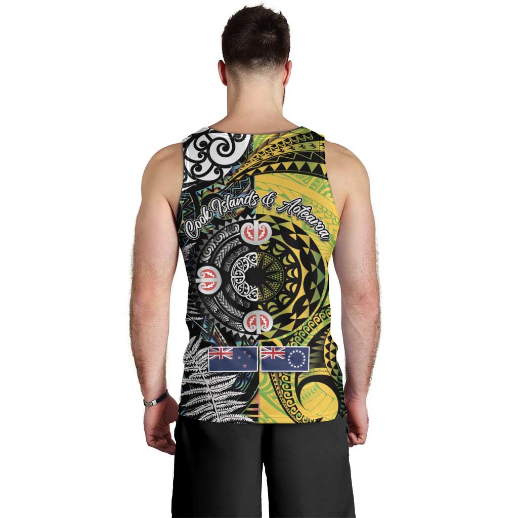 New Zealand and Cook Islands Together Men Tank Top Tatau Art Tribal Pattern-Maori Tattoo with Fern and Paua Shell