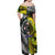 New Zealand and Cook Islands Together Off Shoulder Maxi Dress Tatau Art Tribal Pattern-Maori Tattoo with Fern and Paua Shell