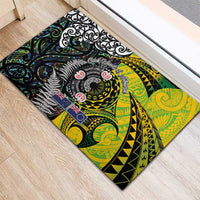 New Zealand and Cook Islands Together Rubber Doormat Tatau Art Tribal Pattern-Maori Tattoo with Fern and Paua Shell