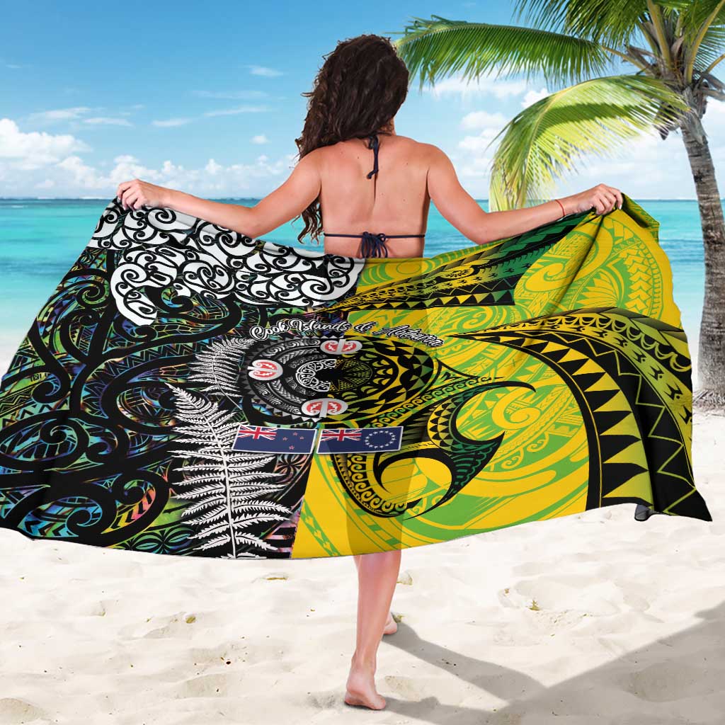 New Zealand and Cook Islands Together Sarong Tatau Art Tribal Pattern-Maori Tattoo with Fern and Paua Shell