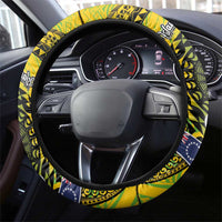 New Zealand and Cook Islands Together Steering Wheel Cover Tatau Art Tribal Pattern-Maori Tattoo with Fern and Paua Shell