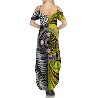 New Zealand and Cook Islands Together Summer Maxi Dress Tatau Art Tribal Pattern-Maori Tattoo with Fern and Paua Shell