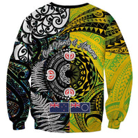 New Zealand and Cook Islands Together Sweatshirt Tatau Art Tribal Pattern-Maori Tattoo with Fern and Paua Shell