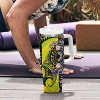 New Zealand and Cook Islands Together Tumbler With Handle Tatau Art Tribal Pattern-Maori Tattoo with Fern and Paua Shell