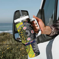 New Zealand and Cook Islands Together Tumbler With Handle Tatau Art Tribal Pattern-Maori Tattoo with Fern and Paua Shell