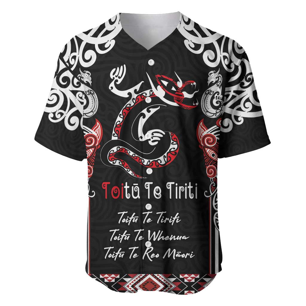 Aotearoa Toitu Te Tiriti-Maori Taniwha Baseball Jersey Toitu Te Whenua Toitu Te Reo Maori