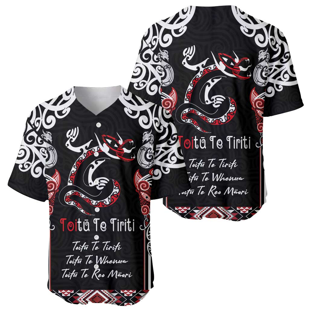 Aotearoa Toitu Te Tiriti-Maori Taniwha Baseball Jersey Toitu Te Whenua Toitu Te Reo Maori