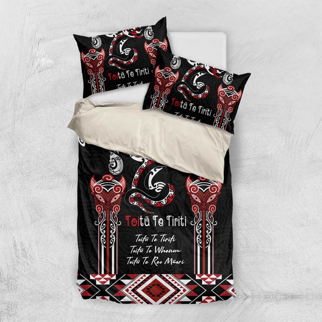 Aotearoa Toitu Te Tiriti-Maori Taniwha Bedding Set Toitu Te Whenua Toitu Te Reo Maori