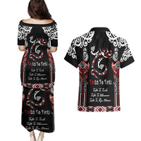 Aotearoa Toitu Te Tiriti-Maori Taniwha Couples Matching Puletasi and Hawaiian Shirt Toitu Te Whenua Toitu Te Reo Maori