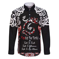 Aotearoa Toitu Te Tiriti-Maori Taniwha Family Matching Long Sleeve Bodycon Dress and Hawaiian Shirt Toitu Te Whenua Toitu Te Reo Maori
