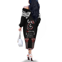 Aotearoa Toitu Te Tiriti-Maori Taniwha Family Matching Off The Shoulder Long Sleeve Dress and Hawaiian Shirt Toitu Te Whenua Toitu Te Reo Maori