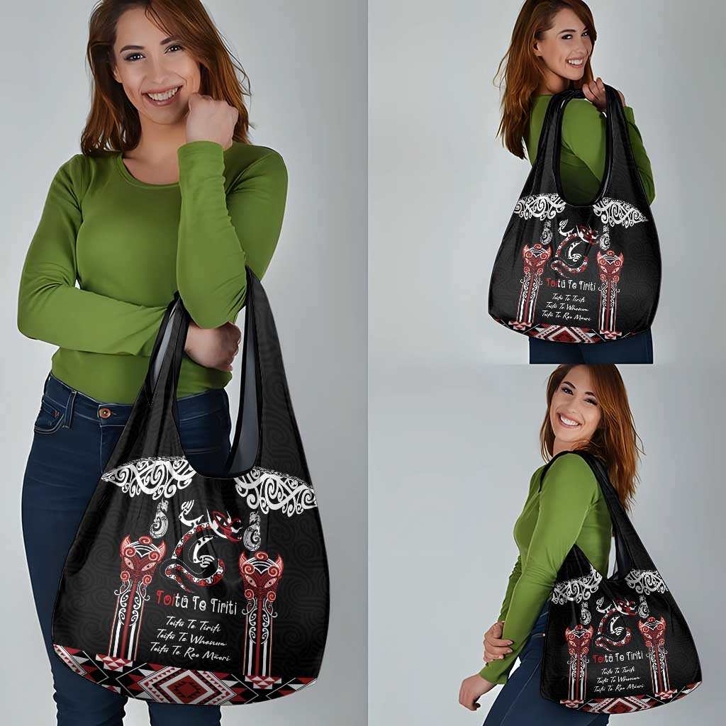Aotearoa Toitu Te Tiriti-Maori Taniwha Grocery Bag Toitu Te Whenua Toitu Te Reo Maori
