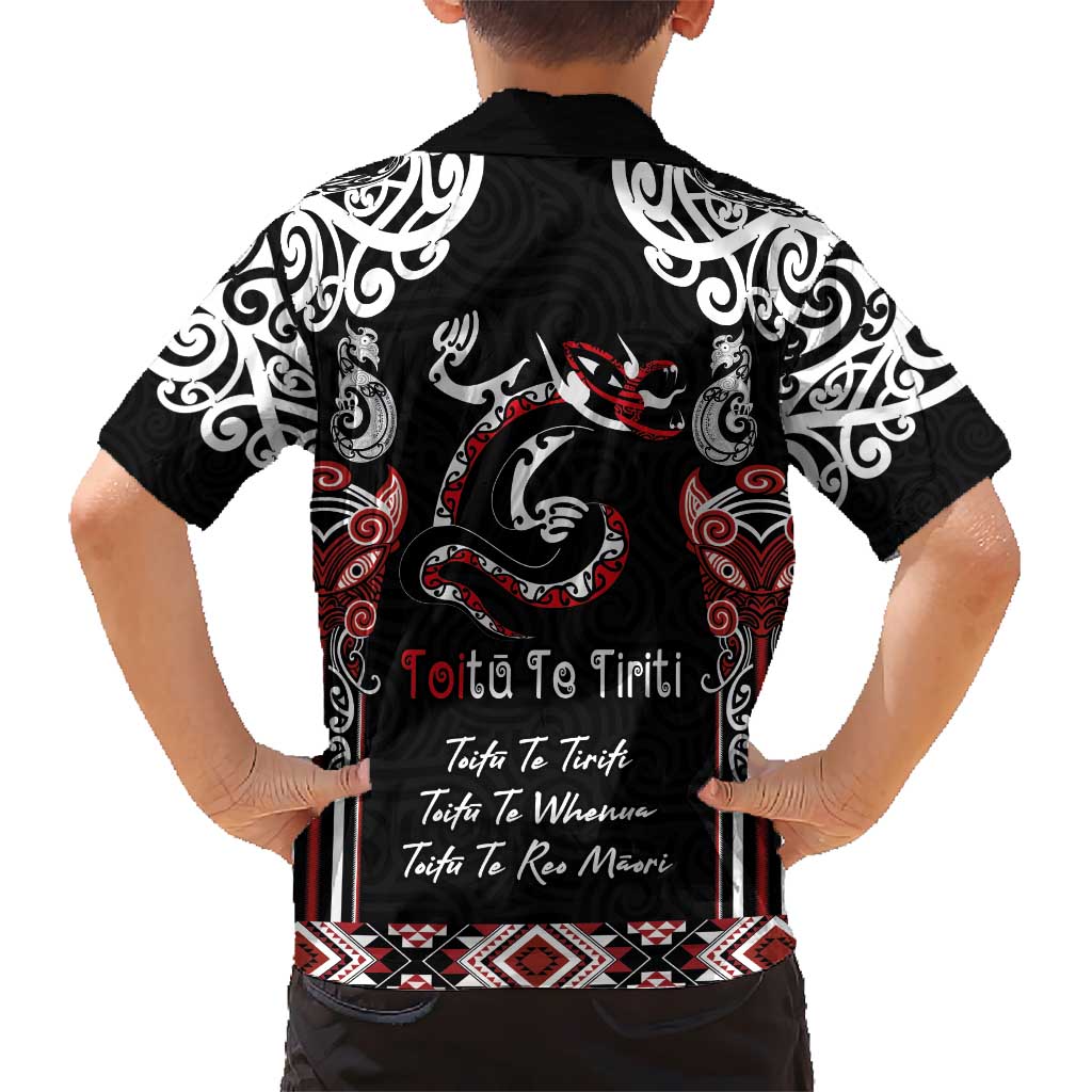 Aotearoa Toitu Te Tiriti-Maori Taniwha Kid Hawaiian Shirt Toitu Te Whenua Toitu Te Reo Maori