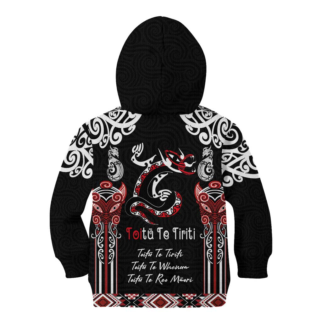 Aotearoa Toitu Te Tiriti-Maori Taniwha Kid Hoodie Toitu Te Whenua Toitu Te Reo Maori