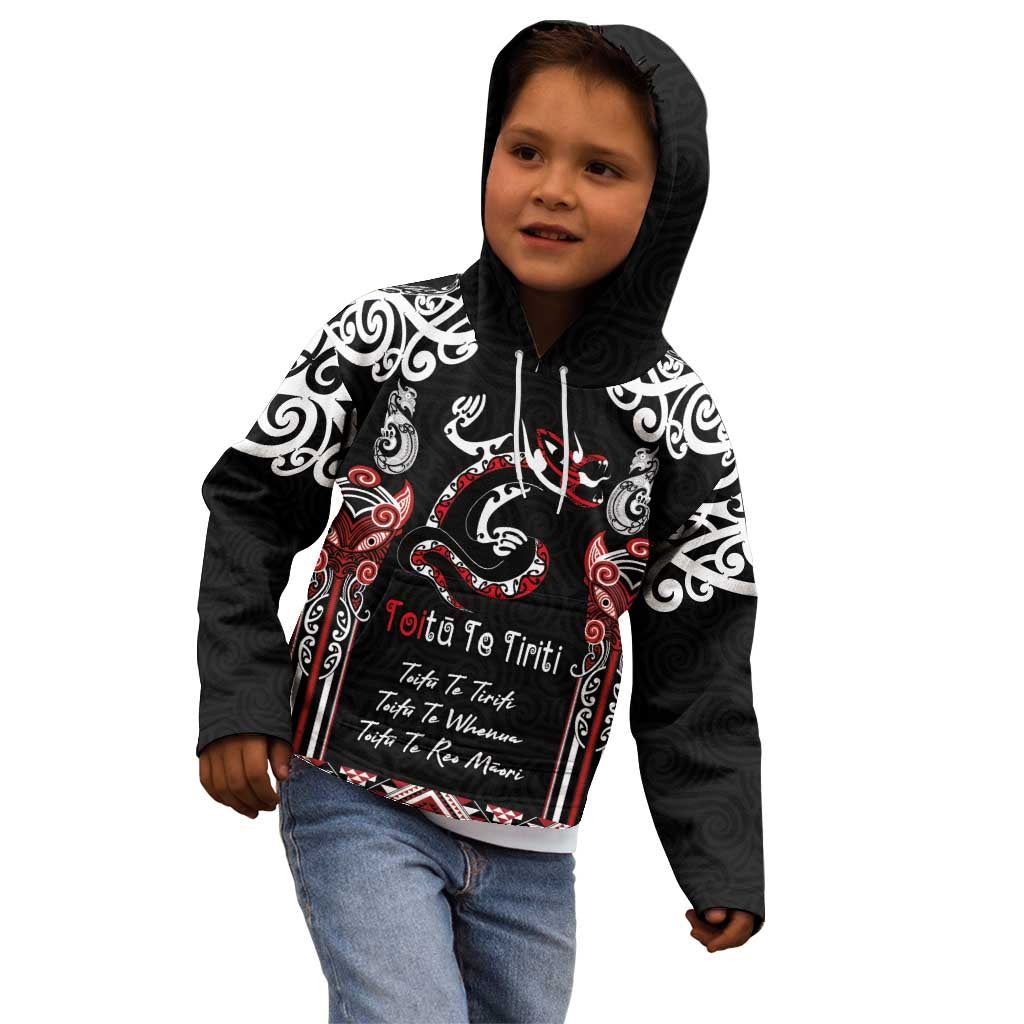 Aotearoa Toitu Te Tiriti-Maori Taniwha Kid Hoodie Toitu Te Whenua Toitu Te Reo Maori