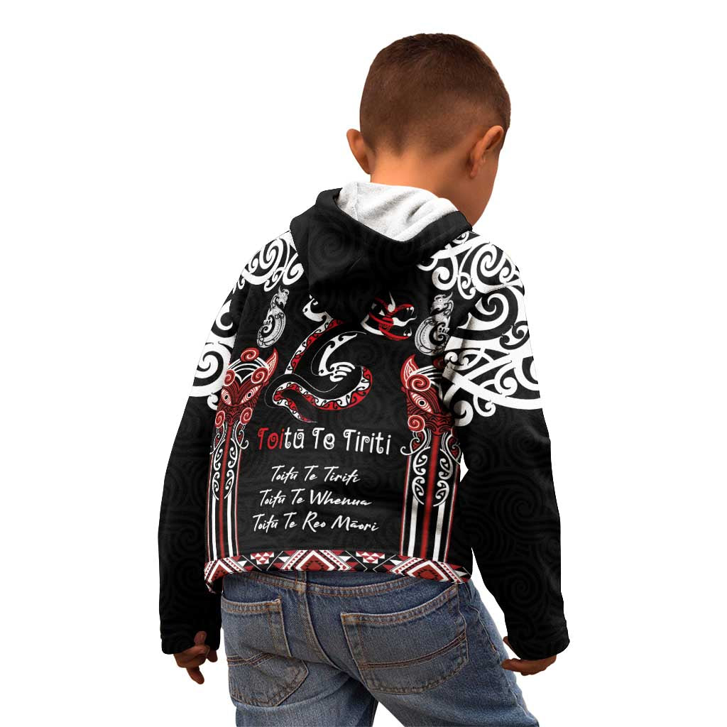 Aotearoa Toitu Te Tiriti-Maori Taniwha Kid Hoodie Toitu Te Whenua Toitu Te Reo Maori