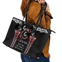 Aotearoa Toitu Te Tiriti-Maori Taniwha Leather Tote Bag Toitu Te Whenua Toitu Te Reo Maori