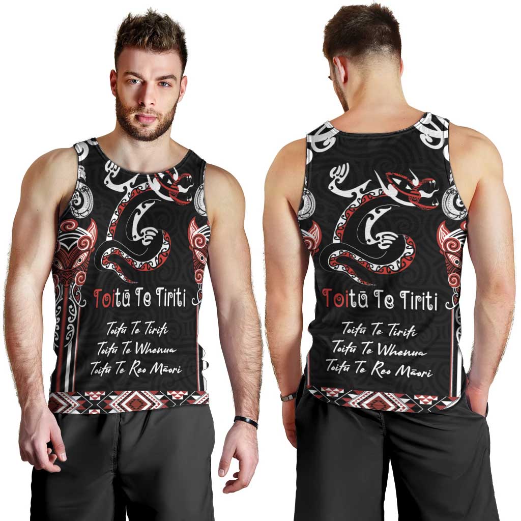 Aotearoa Toitu Te Tiriti-Maori Taniwha Men Tank Top Toitu Te Whenua Toitu Te Reo Maori