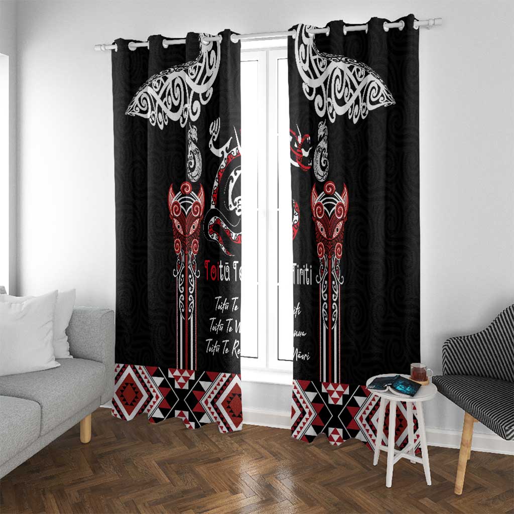 Aotearoa Toitu Te Tiriti-Maori Taniwha Window Curtain Toitu Te Whenua Toitu Te Reo Maori