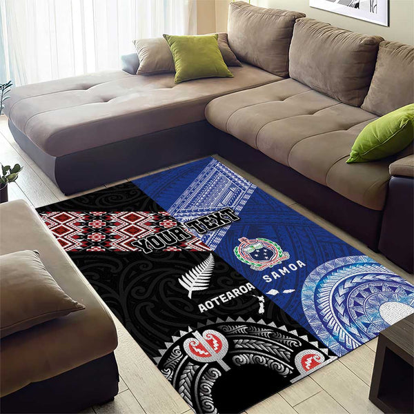 Personalised Aotearoa and Samoa Together Area Rug Tatau Art Tattoos ...