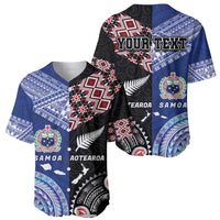 Personalised Aotearoa and Samoa Together Baseball Jersey Tatau Art Tattoos-Taniko and Tukutuku with Maori Pattern