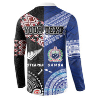 Personalised Aotearoa and Samoa Together Button Sweatshirt Tatau Art Tattoos-Taniko and Tukutuku with Maori Pattern LT03 - Polynesian Pride