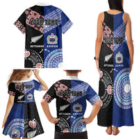 Personalised Aotearoa and Samoa Together Family Matching Tank Maxi Dress and Hawaiian Shirt Tatau Art Tattoos-Taniko and Tukutuku with Maori Pattern