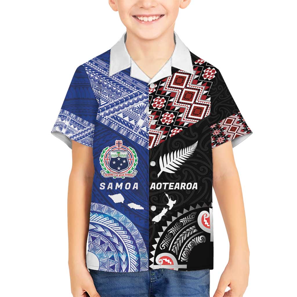 Personalised Aotearoa and Samoa Together Family Matching Tank Maxi Dress and Hawaiian Shirt Tatau Art Tattoos-Taniko and Tukutuku with Maori Pattern