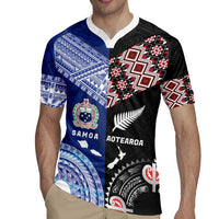 Personalised Aotearoa and Samoa Together Rugby Jersey Tatau Art Tattoos-Taniko and Tukutuku with Maori Pattern