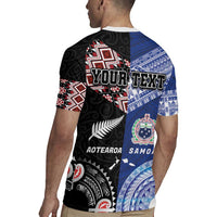 Personalised Aotearoa and Samoa Together Rugby Jersey Tatau Art Tattoos-Taniko and Tukutuku with Maori Pattern