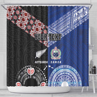 Personalised Aotearoa and Samoa Together Shower Curtain Tatau Art Tattoos-Taniko and Tukutuku with Maori Pattern LT03 - Polynesian Pride