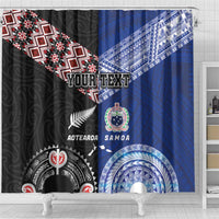 Personalised Aotearoa and Samoa Together Shower Curtain Tatau Art Tattoos-Taniko and Tukutuku with Maori Pattern LT03 - Polynesian Pride