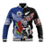 Custom Aotearoa and Samoa Rugby Baseball Jacket Maori Warrior and Teuila Emblem-Tatau with Taniko Art