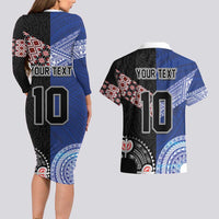 Custom Aotearoa and Samoa Rugby Couples Matching Long Sleeve Bodycon Dress and Hawaiian Shirt Maori Warrior and Teuila Emblem-Tatau with Taniko Art