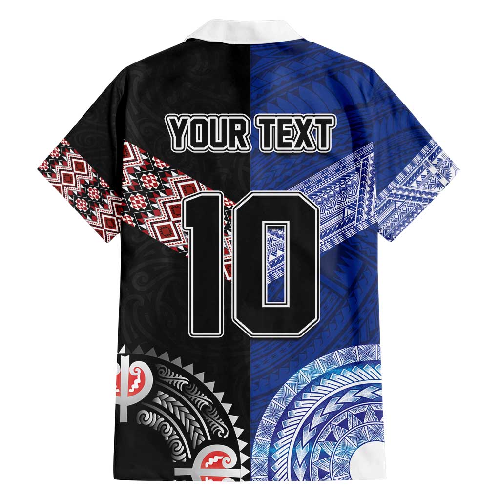 Custom Aotearoa and Samoa Rugby Family Matching Long Sleeve Bodycon Dress and Hawaiian Shirt Maori Warrior and Teuila Emblem-Tatau with Taniko Art