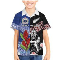 Custom Aotearoa and Samoa Rugby Family Matching Mermaid Dress and Hawaiian Shirt Maori Warrior and Teuila Emblem-Tatau with Taniko Art