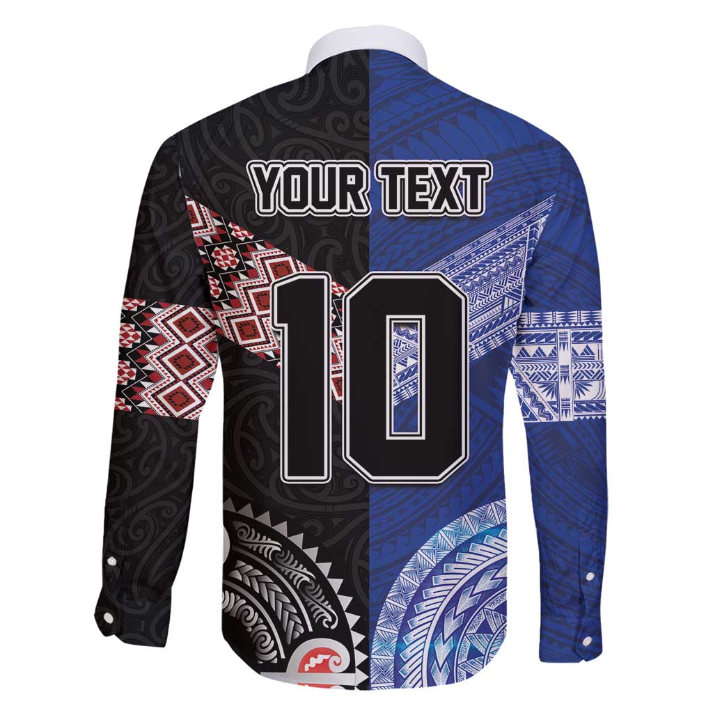 Custom Aotearoa and Samoa Rugby Family Matching Tank Maxi Dress and Hawaiian Shirt Maori Warrior and Teuila Emblem-Tatau with Taniko Art