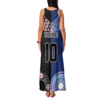 Custom Aotearoa and Samoa Rugby Family Matching Tank Maxi Dress and Hawaiian Shirt Maori Warrior and Teuila Emblem-Tatau with Taniko Art