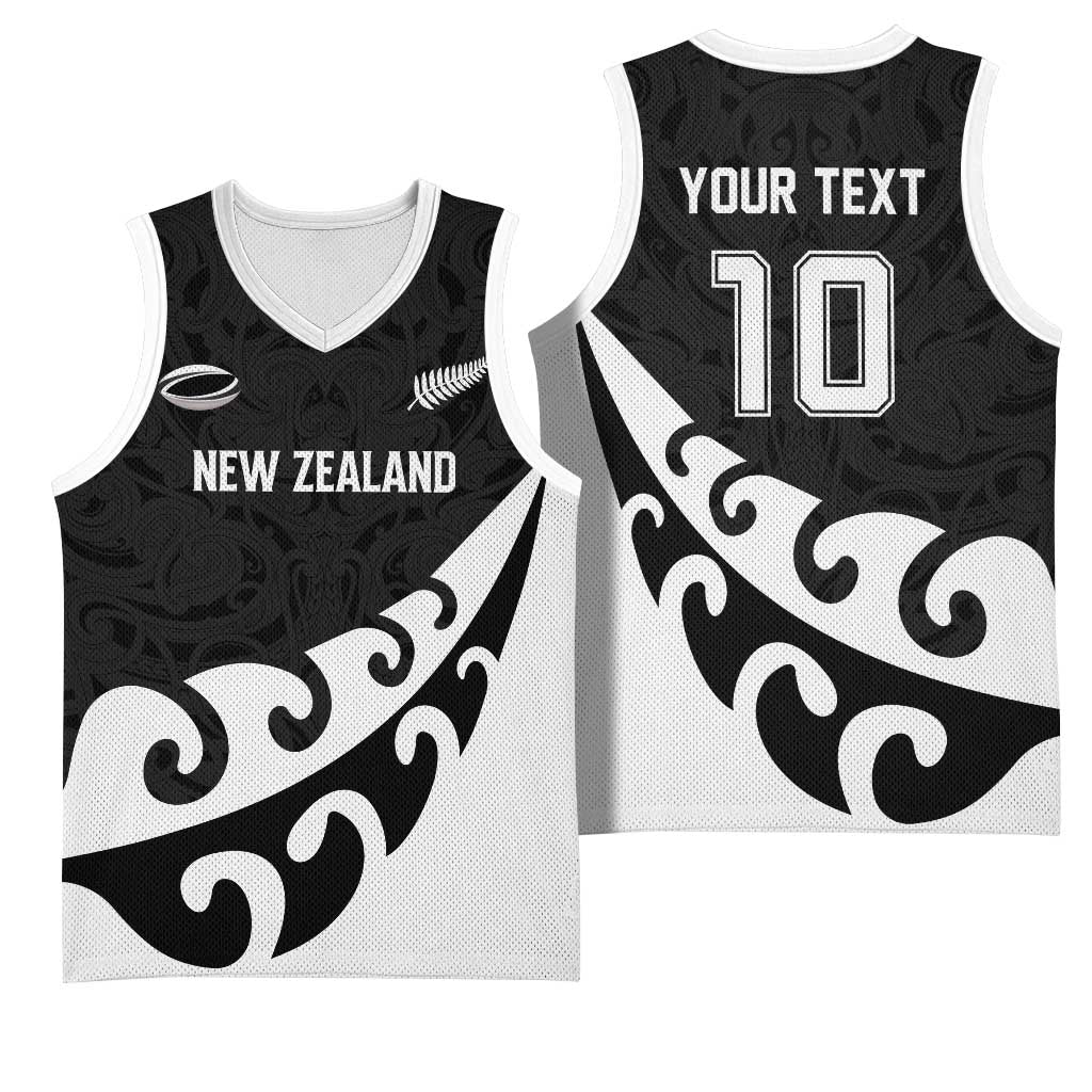 Custom NZ Rugby Basketball Jersey Koru and Silver Fern Sporty Style LT03 - Polynesian Pride
