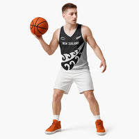 Custom NZ Rugby Basketball Jersey Koru and Silver Fern Sporty Style LT03 - Polynesian Pride
