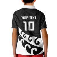 Custom NZ Rugby Kid Polo Shirt Koru and Silver Fern Sporty Style