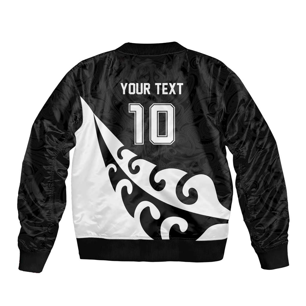 Custom NZ Rugby Sleeve Zip Bomber Jacket Koru and Silver Fern Sporty Style LT03 - Polynesian Pride
