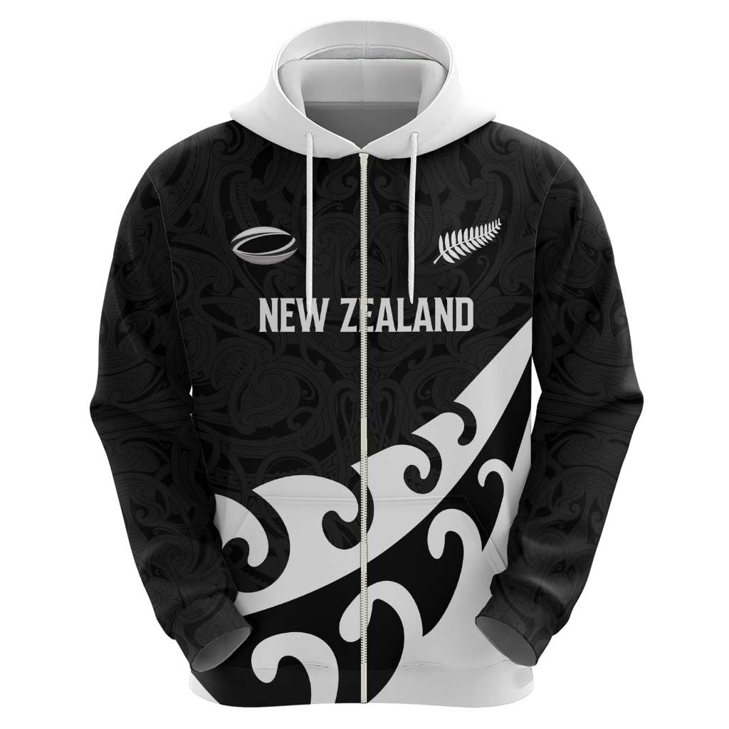 Custom NZ Rugby Zip Hoodie Koru and Silver Fern Sporty Style LT03 - Polynesian Pride
