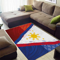 Philippines National Flag Day Area Rug Polynesian and Yakan Tattoo Brush Style