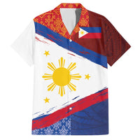 Philippines National Flag Day Family Matching Tank Maxi Dress and Hawaiian Shirt Polynesian and Yakan Tattoo Brush Style
